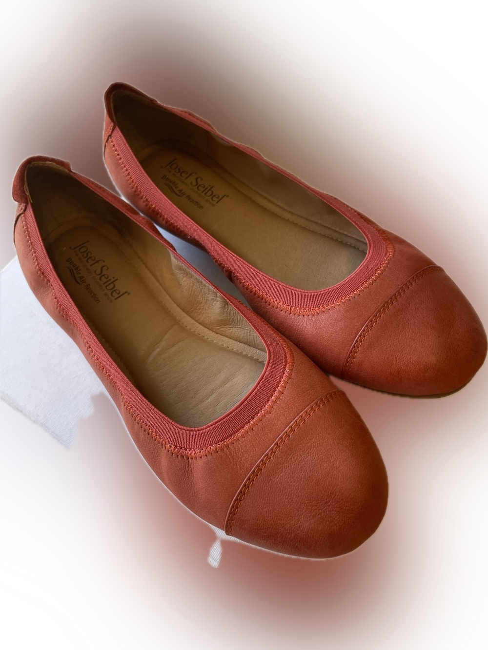 Josef Seibel Coral-Red Leather Ballet Flats Size 8
